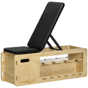 Weight Bench, Training Bench with Storage Box and Resistance Bands, Adjustable Fitness Bench for Weightlifting, Strength Training, Solid Wood