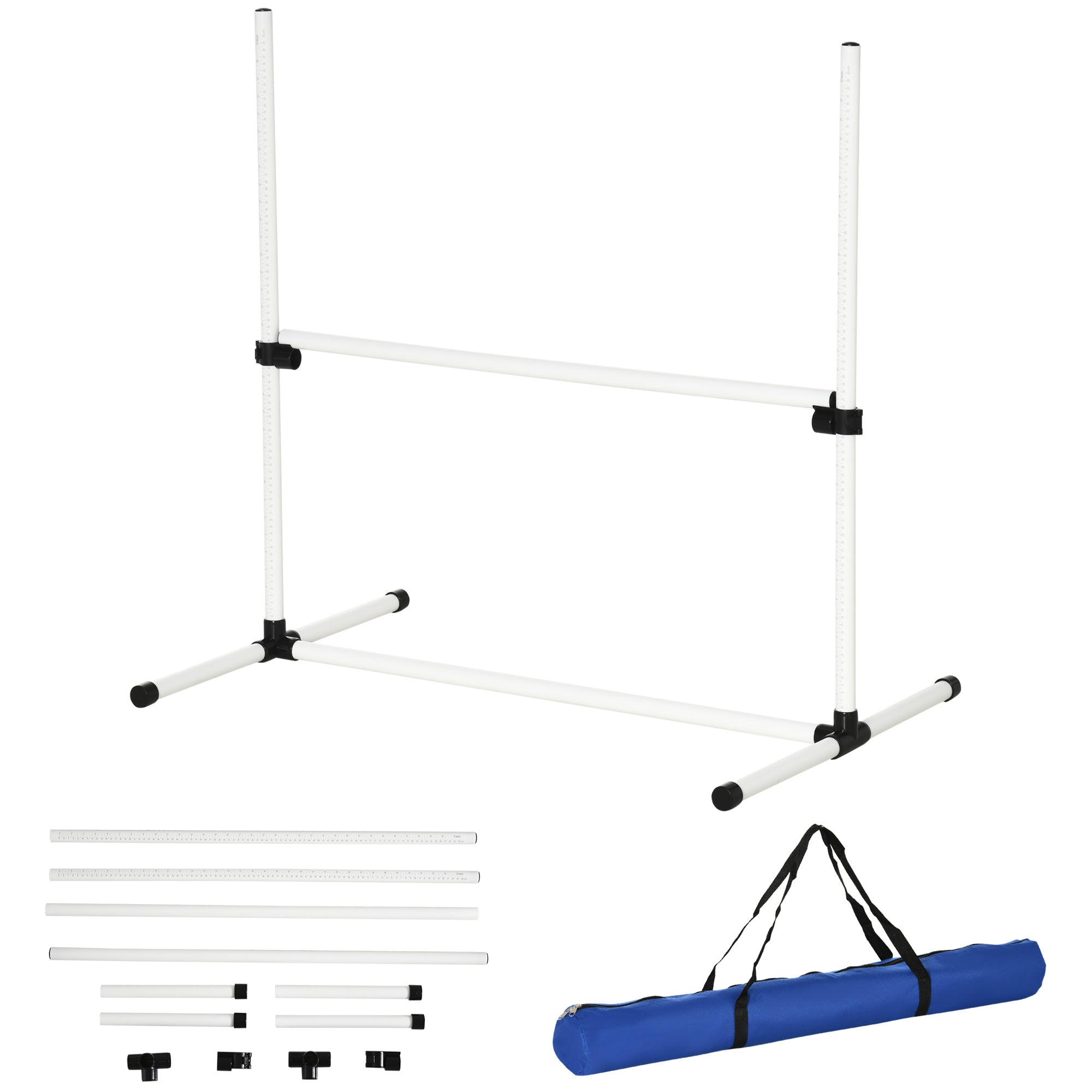 Agility Set for Dogs 4-piece Agility Equipment for Dog Training Steeplechase Set with 4 adjustable height hurdles Carrying Bag Coordination Training Agility Set for Games Training
