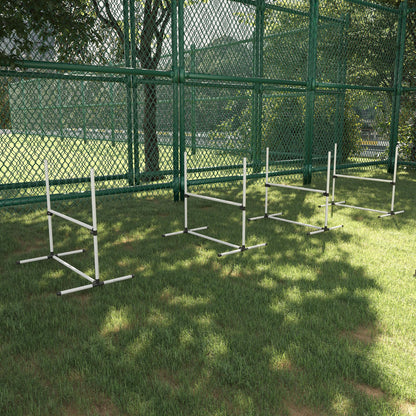 Agility Set for Dogs 4-piece Agility Equipment for Dog Training Steeplechase Set with 4 adjustable height hurdles Carrying Bag Coordination Training Agility Set for Games Training