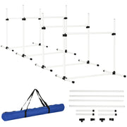 Agility Set for Dogs 4-piece Agility Equipment for Dog Training Steeplechase Set with 4 adjustable height hurdles Carrying Bag Coordination Training Agility Set for Games Training