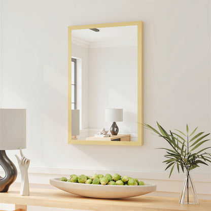 Rectangular Wall Mirror 23.6 x 15.7 in, Natural Wood Frame — Ideal for Bathroom, Living Room or Bedroom