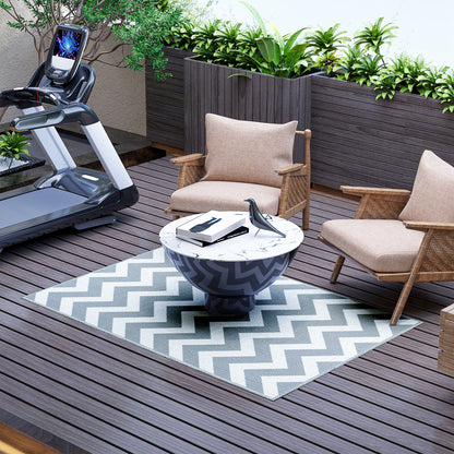 Outdoor Carpet Weatherproof Outdoor Rug Carpet Outdoor Rug for Living Room Balcony Garden Terrace Bathroom Hall Kitchen 121x182cm Light Grey+White