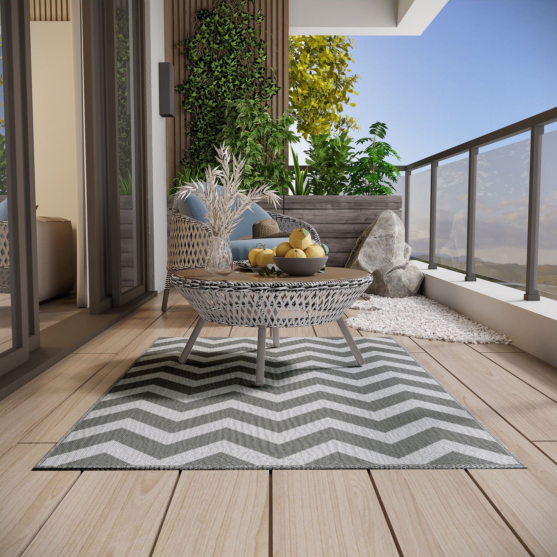 Outdoor Carpet Weatherproof Outdoor Rug Carpet Outdoor Rug for Living Room Balcony Garden Terrace Bathroom Hall Kitchen 121x182cm Light Grey+White