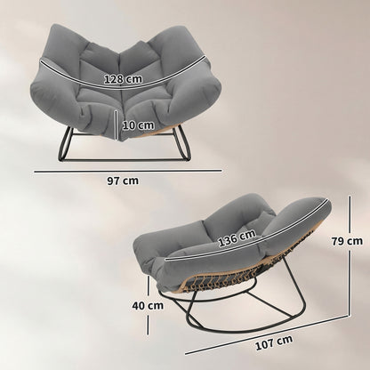 Swing Chair with Cushion — Weatherproof Outdoor/Indoor Egg Chair, Gray, Supports up to 265 lb