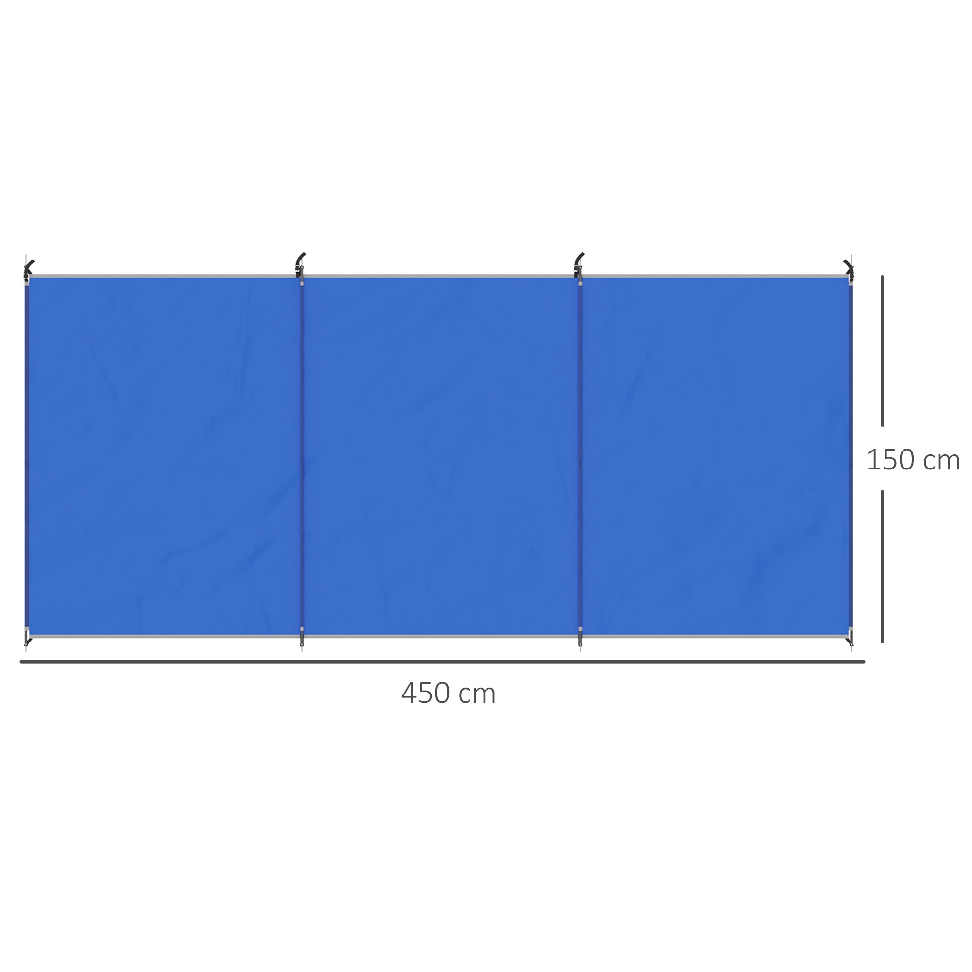 Camping Windbreak, Portable Folding Beach Windscreen with Carry Bag, Camping Windshield with Fixing Straps and Steel Poles, 450 x 150 cm, Blue