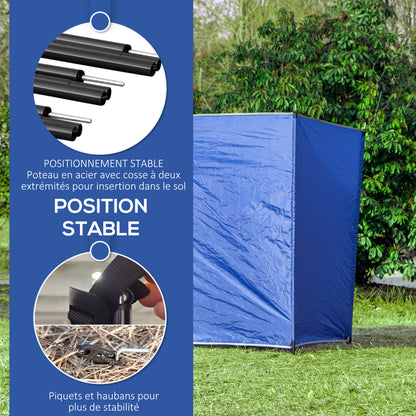 Camping Windbreak, Portable Folding Beach Windscreen with Carry Bag, Camping Windshield with Fixing Straps and Steel Poles, 450 x 150 cm, Blue