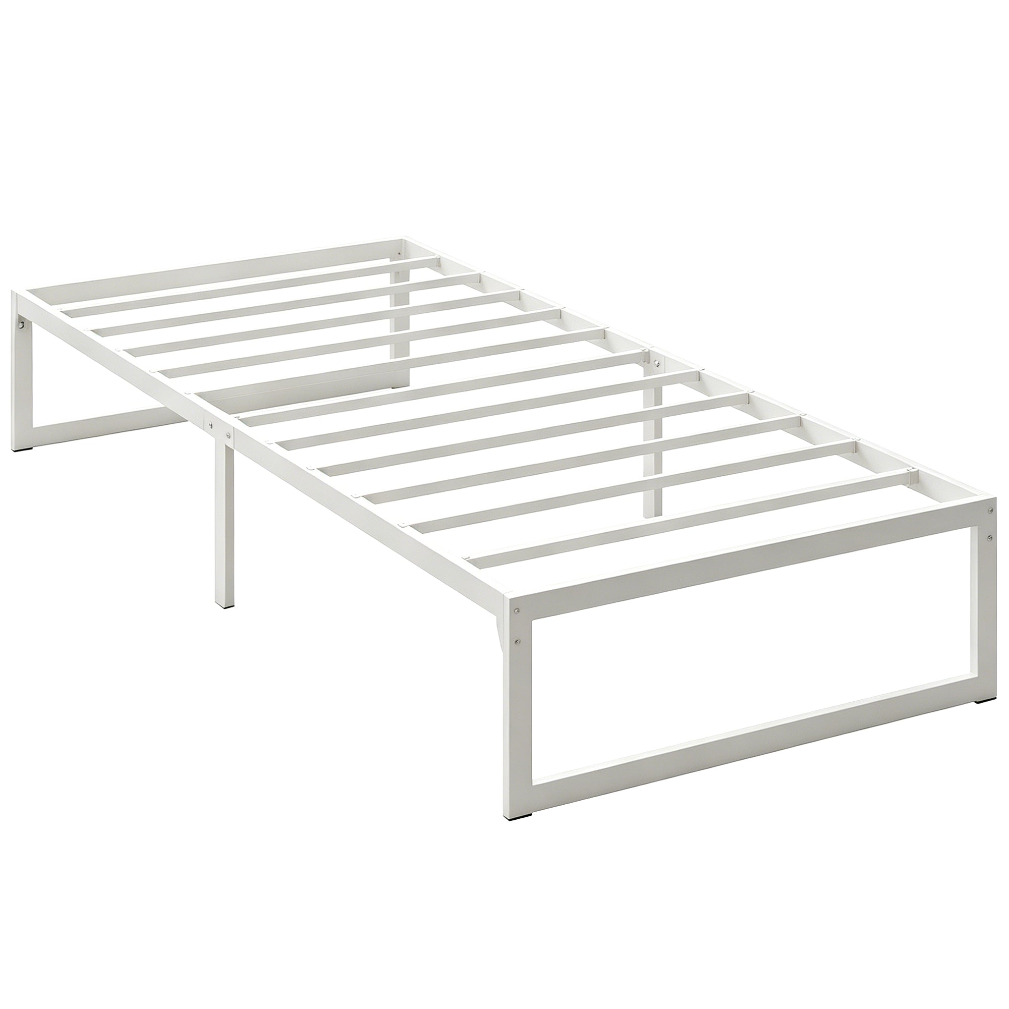 Metal Bed Frame with Under-Bed Storage, 12.8 in Profile, Steel Slats, Quiet & Easy Assembly – Fits 90 x 200 cm (35.4 x 78.7 in) Mattress, White