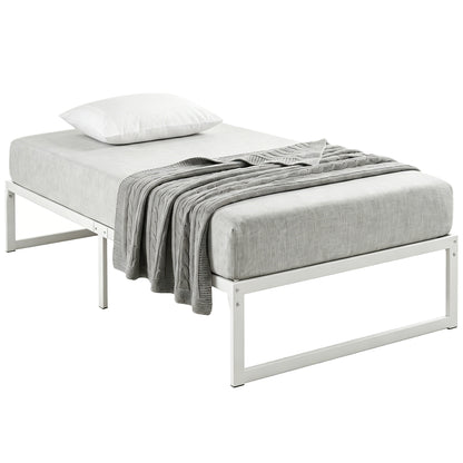 Metal Bed Frame with Under-Bed Storage, 12.8 in Profile, Steel Slats, Quiet & Easy Assembly – Fits 90 x 200 cm (35.4 x 78.7 in) Mattress, White