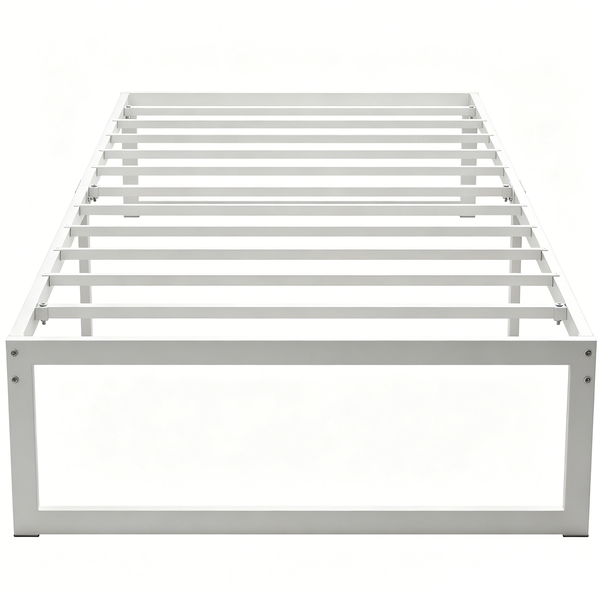 Metal Bed Frame with Under-Bed Storage, 12.8 in Profile, Steel Slats, Quiet & Easy Assembly – Fits 90 x 200 cm (35.4 x 78.7 in) Mattress, White