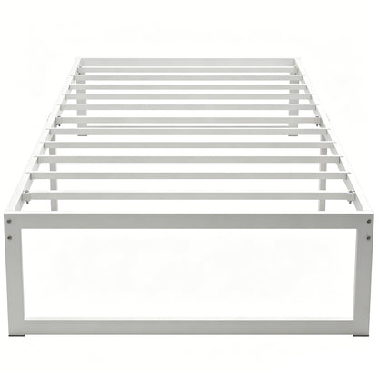 Metal Bed Frame with Under-Bed Storage, 12.8 in Profile, Steel Slats, Quiet & Easy Assembly – Fits 90 x 200 cm (35.4 x 78.7 in) Mattress, White