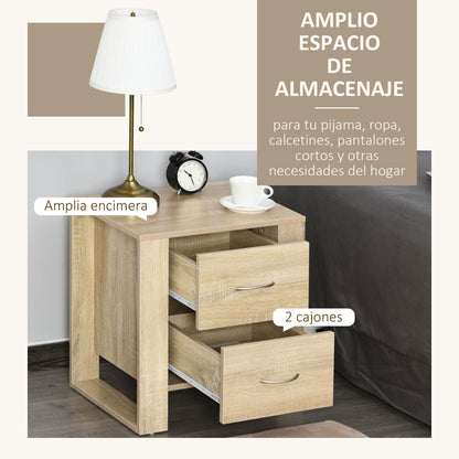 Nightstand Bedside Table with Drawers and Modern Style Side Table for Bedroom Living Room 48x39x54 cm Natural