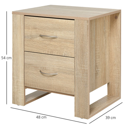 Nightstand Bedside Table with Drawers and Modern Style Side Table for Bedroom Living Room 48x39x54 cm Natural