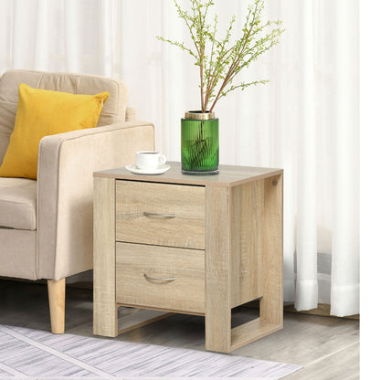 Nightstand Bedside Table with Drawers and Modern Style Side Table for Bedroom Living Room 48x39x54 cm Natural