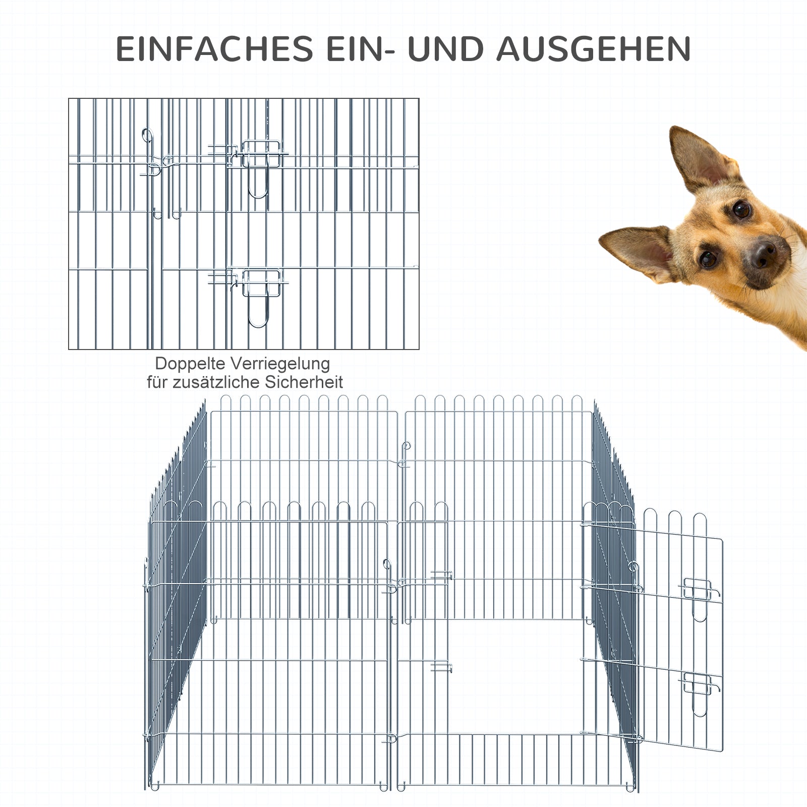Puppy Playpen Puppy Enclosure Puppy Fence Playpen Puppy Gate for Pets 8-piece W63 x H76 cm