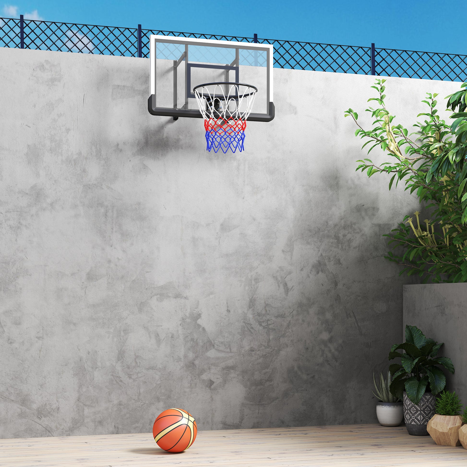 SPORTNOW Basketball Hoop with Backboard, Indoor & Outdoor, Basketball Board with Ø45 cm Steel Hoop and Net, Wall Mounted, Basketball Board for Kids Teenagers Adults, Black