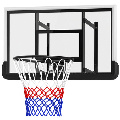SPORTNOW Basketball Hoop with Backboard, Indoor & Outdoor, Basketball Board with Ø45 cm Steel Hoop and Net, Wall Mounted, Basketball Board for Kids Teenagers Adults, Black