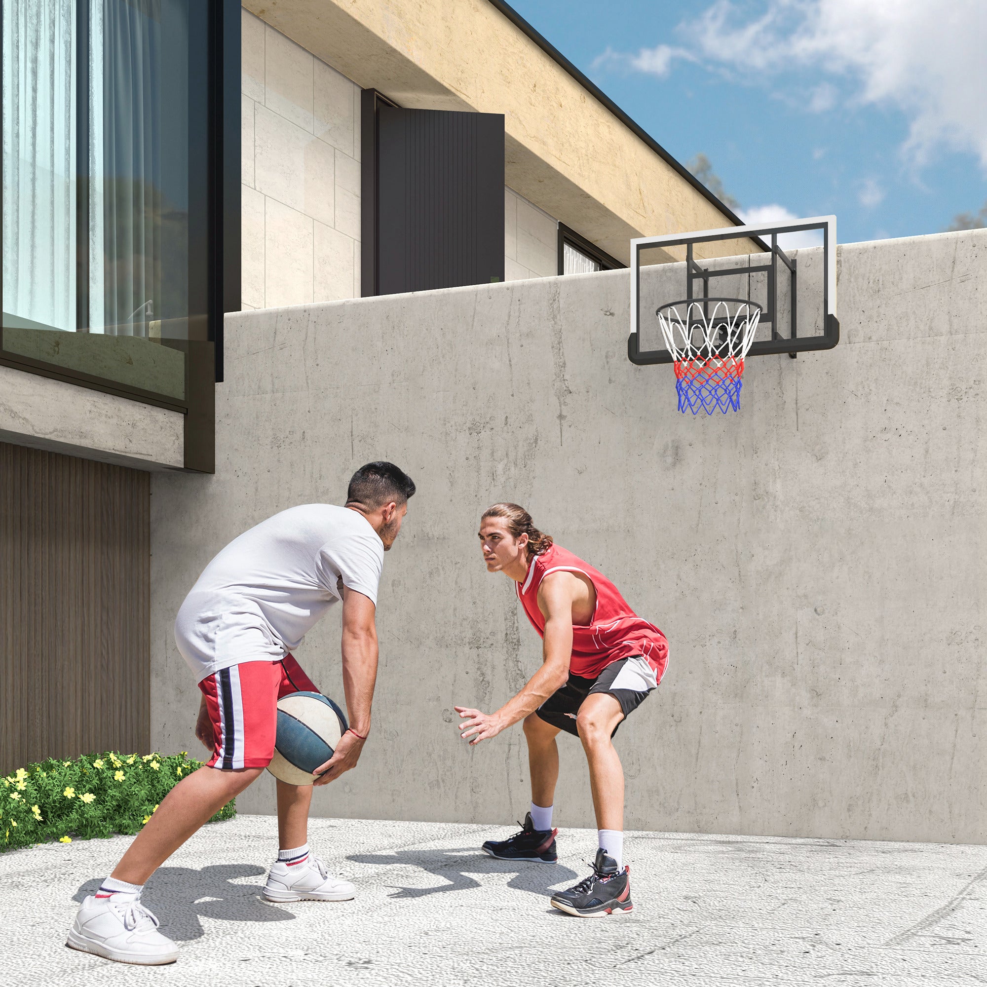 SPORTNOW Basketball Hoop with Backboard, Indoor & Outdoor, Basketball Board with Ø45 cm Steel Hoop and Net, Wall Mounted, Basketball Board for Kids Teenagers Adults, Black