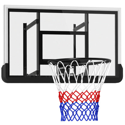 SPORTNOW Basketball Hoop with Backboard, Indoor & Outdoor, Basketball Board with Ø45 cm Steel Hoop and Net, Wall Mounted, Basketball Board for Kids Teenagers Adults, Black