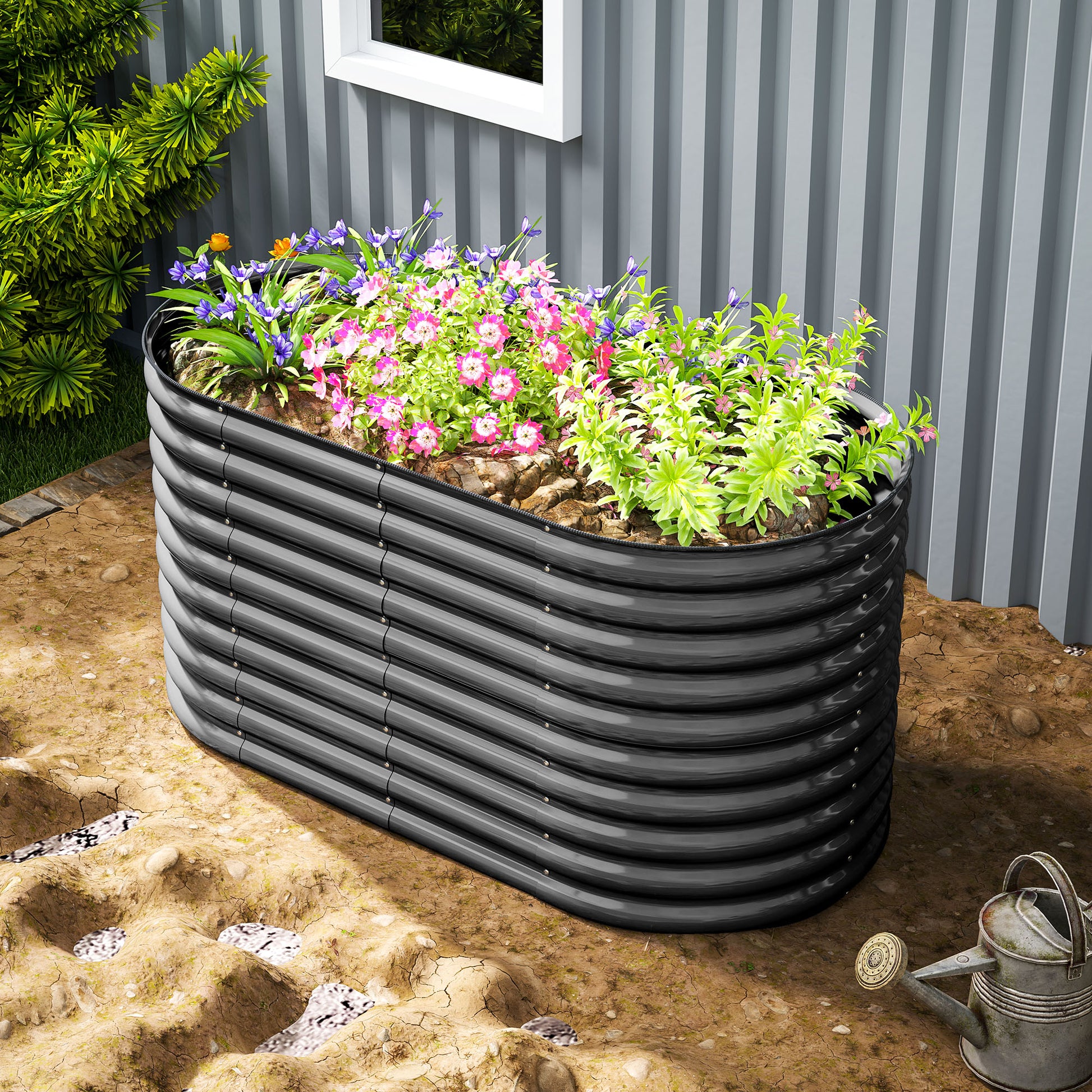 Steel Raised Garden Bed, Planting Bed Cold Frame Garden Bed Stackable Planter Box Stackable Plant Box 160x80x80cm Vegetable Bed for Garden Balcony Terrace, Planter for Flowers, Plants
