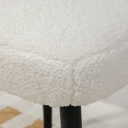 Footstool Seat Stool Square Vanity Stool Footrest with Cashmere-look, Steel Legs, for Living Room, Bedroom, Cream White, 42 x 42 x 47 cm