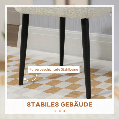 Footstool Seat Stool Square Vanity Stool Footrest with Cashmere-look, Steel Legs, for Living Room, Bedroom, Cream White, 42 x 42 x 47 cm