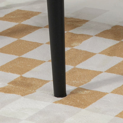 Footstool Seat Stool Square Vanity Stool Footrest with Cashmere-look, Steel Legs, for Living Room, Bedroom, Cream White, 42 x 42 x 47 cm