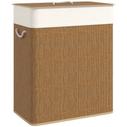 Bamboo Laundry Basket with Lid 100 L Laundry Collector with Rope Handles, Removable Laundry Bag, Laundry Baskets Laundry Sorter for Laundry Room Bedroom Bathroom Brown