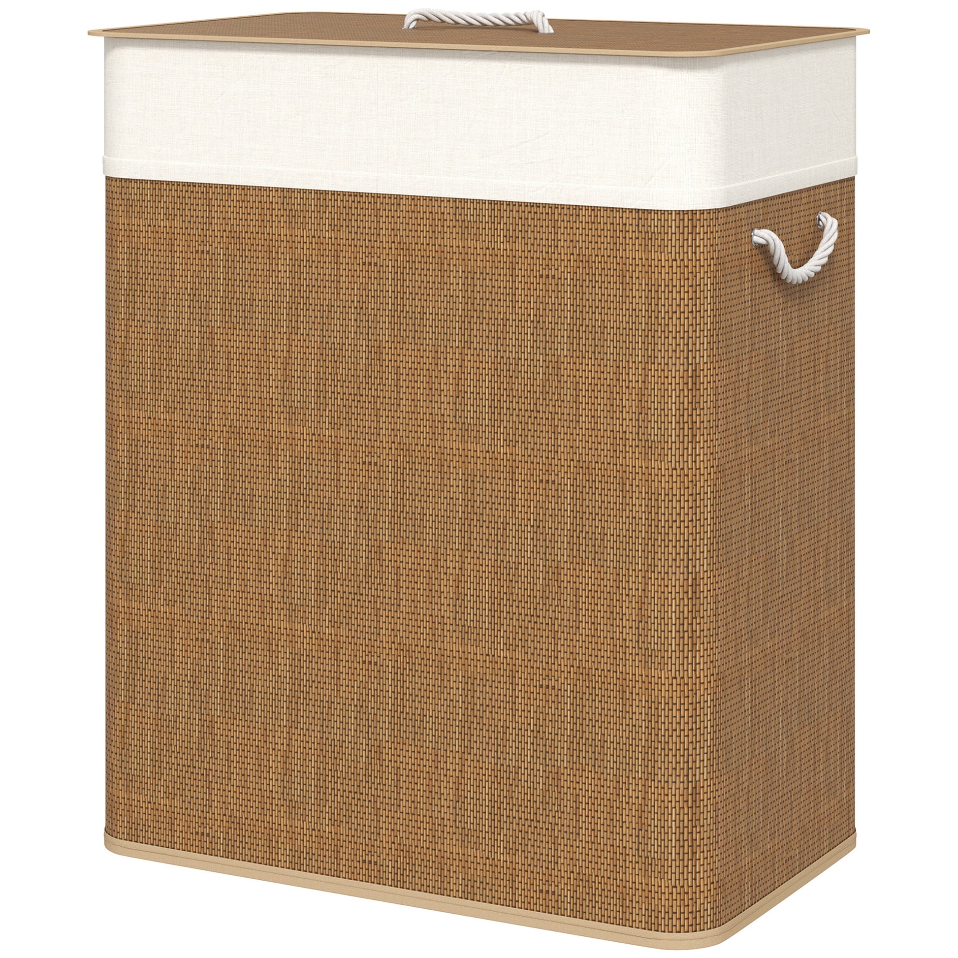 Bamboo Laundry Basket with Lid 100 L Laundry Collector with Rope Handles, Removable Laundry Bag, Laundry Baskets Laundry Sorter for Laundry Room Bedroom Bathroom Brown