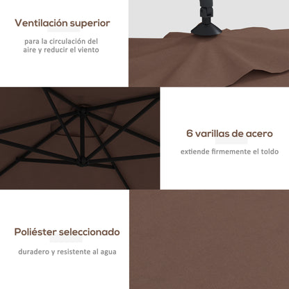 Offset Umbrella 294x193 cm Garden Umbrella with Cross Base and Crank Waterproof UV Protection Umbrella for Terrace Patio Brown