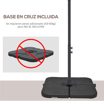 Offset Umbrella 294x193 cm Garden Umbrella with Cross Base and Crank Waterproof UV Protection Umbrella for Terrace Patio Brown