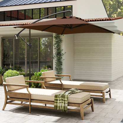 Offset Umbrella 294x193 cm Garden Umbrella with Cross Base and Crank Waterproof UV Protection Umbrella for Terrace Patio Brown