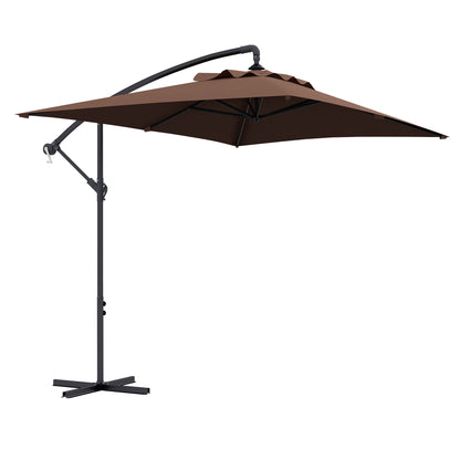 Offset Umbrella 294x193 cm Garden Umbrella with Cross Base and Crank Waterproof UV Protection Umbrella for Terrace Patio Brown