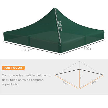 Gazebo Roof for Celebrations 3x3 m Replacement Canopy for Folding Gazebo made of Dark Green Oxford Fabric with Pointed Waterproof and Anti-UV Roof