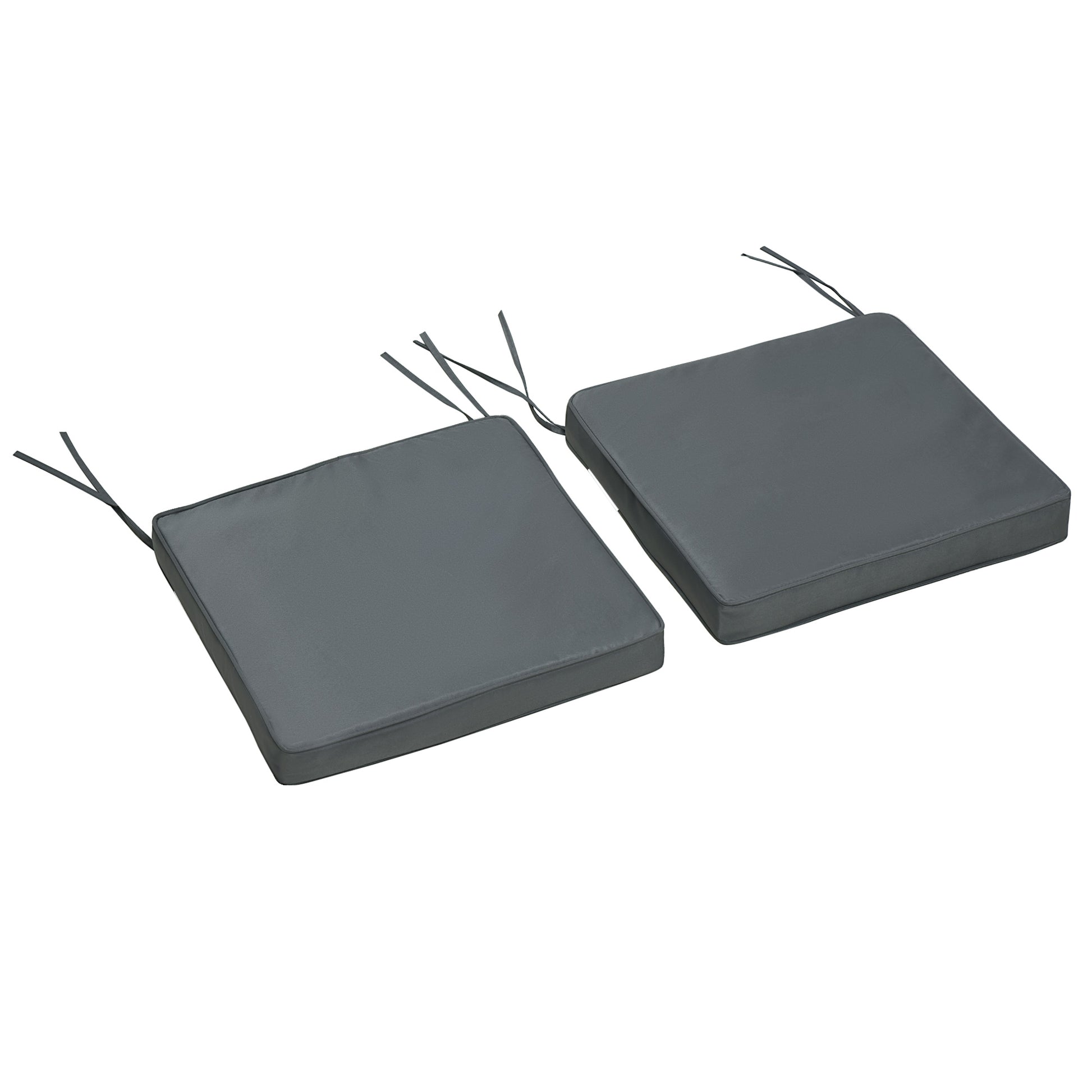 Set of 2 Garden Chair Cushions Outdoor Seat Cushions Removable Covers 5 cm Padding Polyester Fabric 45L x 45W cm Dark Grey