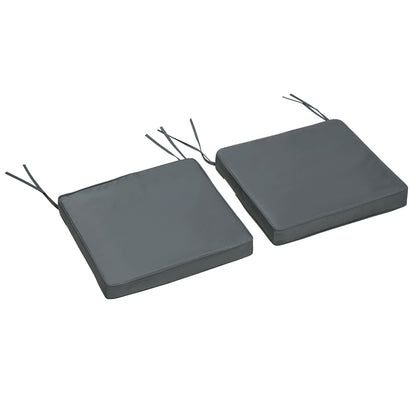 Set of 2 Garden Chair Cushions Outdoor Seat Cushions Removable Covers 5 cm Padding Polyester Fabric 45L x 45W cm Dark Grey