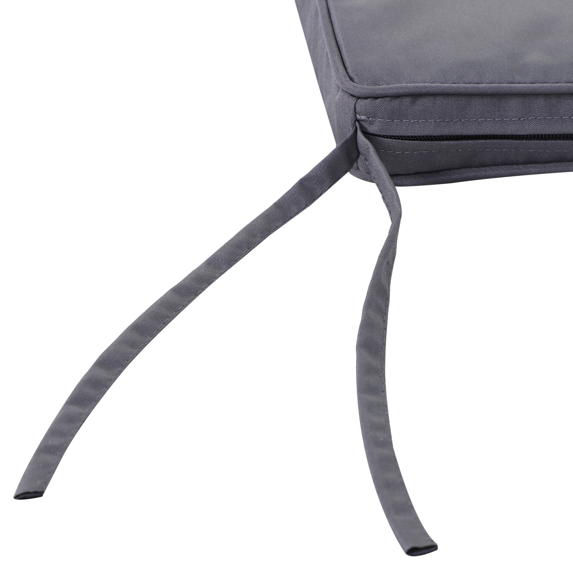 Set of 2 Garden Chair Cushions Outdoor Seat Cushions Removable Covers 5 cm Padding Polyester Fabric 45L x 45W cm Dark Grey
