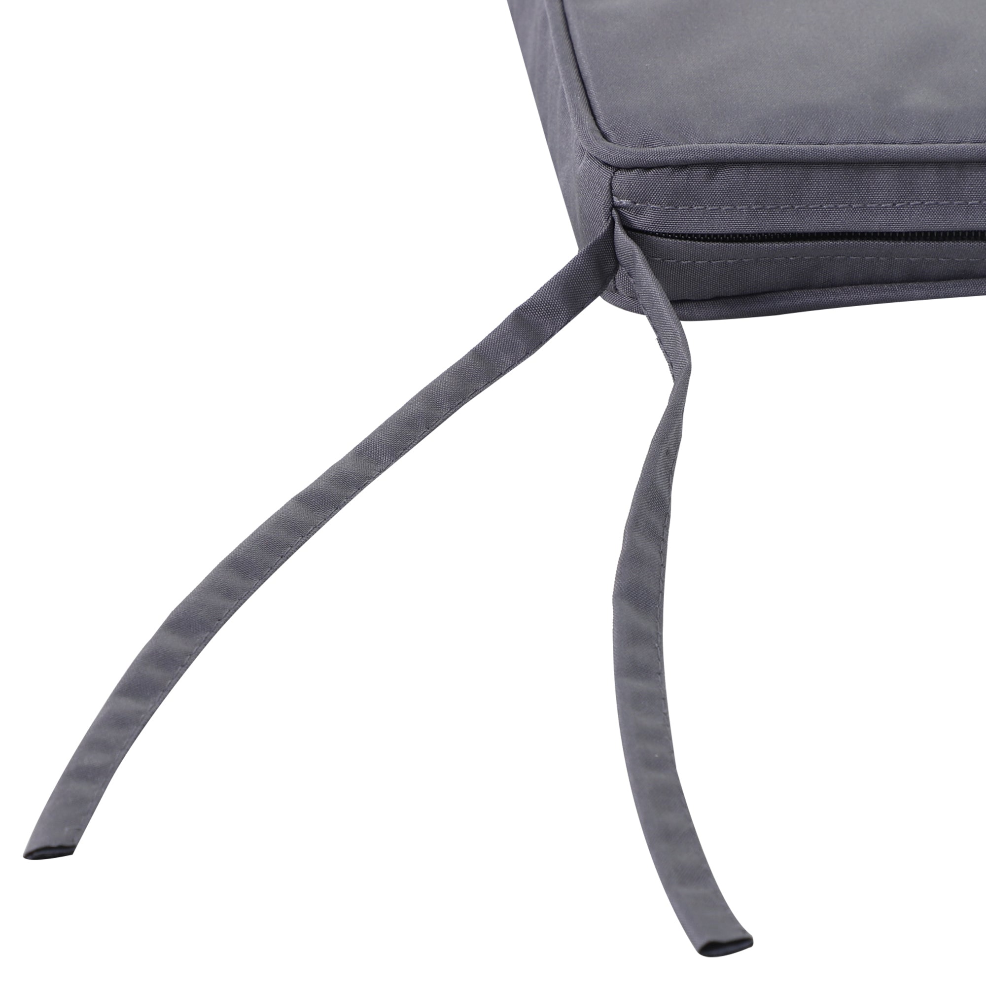 Set of 2 Garden Chair Cushions Outdoor Seat Cushions Removable Covers 5 cm Padding Polyester Fabric 45L x 45W cm Dark Grey