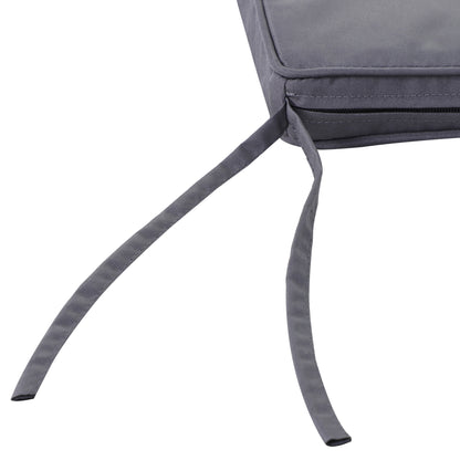 Set of 2 Garden Chair Cushions Outdoor Seat Cushions Removable Covers 5 cm Padding Polyester Fabric 45L x 45W cm Dark Grey