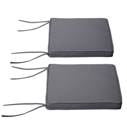 Set of 2 Garden Chair Cushions Outdoor Seat Cushions Removable Covers 5 cm Padding Polyester Fabric 45L x 45W cm Dark Grey