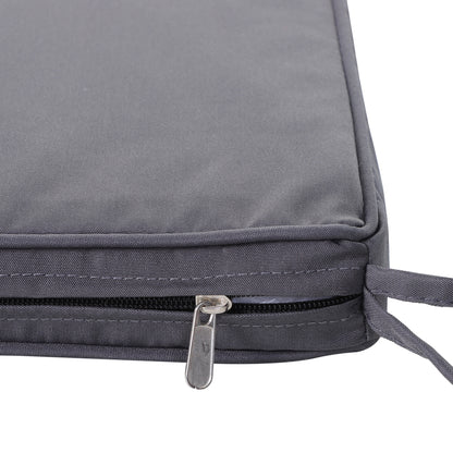 Set of 2 Garden Chair Cushions Outdoor Seat Cushions Removable Covers 5 cm Padding Polyester Fabric 45L x 45W cm Dark Grey