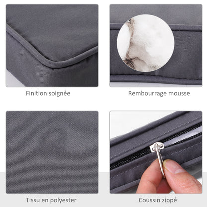 Set of 2 Garden Chair Cushions Outdoor Seat Cushions Removable Covers 5 cm Padding Polyester Fabric 45L x 45W cm Dark Grey