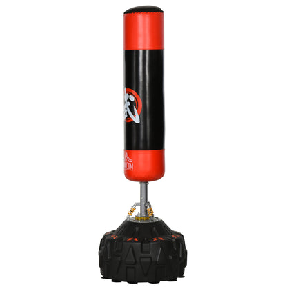 Standing Punching Bag Adult Freestanding Boxing Training Equipment Box Partner Boxing Assistant Training with Suction Cup Black+Red 60x60x180 cm