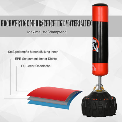 Standing Punching Bag Adult Freestanding Boxing Training Equipment Box Partner Boxing Assistant Training with Suction Cup Black+Red 60x60x180 cm