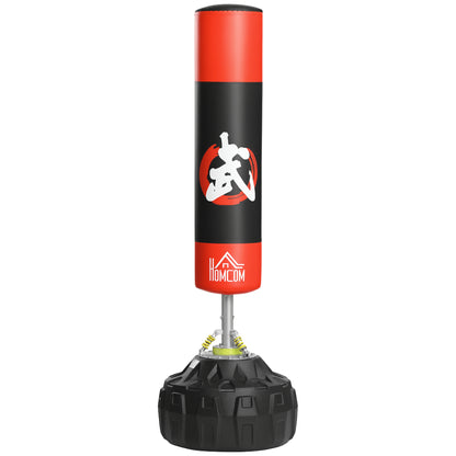 Standing Punching Bag Adult Freestanding Boxing Training Equipment Box Partner Boxing Assistant Training with Suction Cup Black+Red 60x60x180 cm