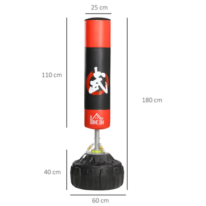 Standing Punching Bag Adult Freestanding Boxing Training Equipment Box Partner Boxing Assistant Training with Suction Cup Black+Red 60x60x180 cm