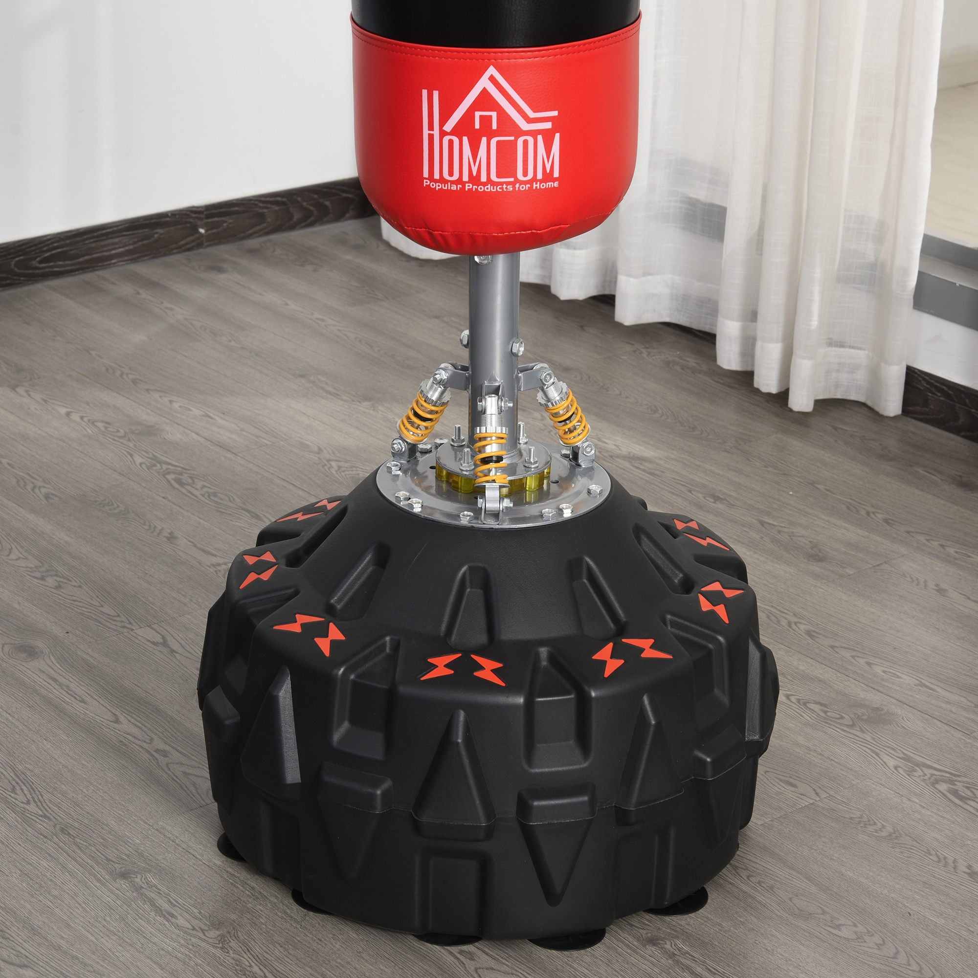 Standing Punching Bag Adult Freestanding Boxing Training Equipment Box Partner Boxing Assistant Training with Suction Cup Black+Red 60x60x180 cm