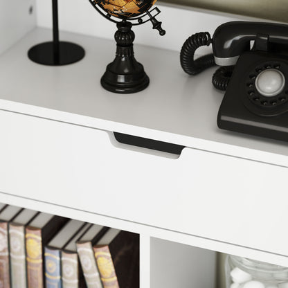 Bookshelf Shelving Unit with 9 Compartments Storage Shelf with Drawer Bookcase Office Shelf for Living Room, Bedroom, Office, White