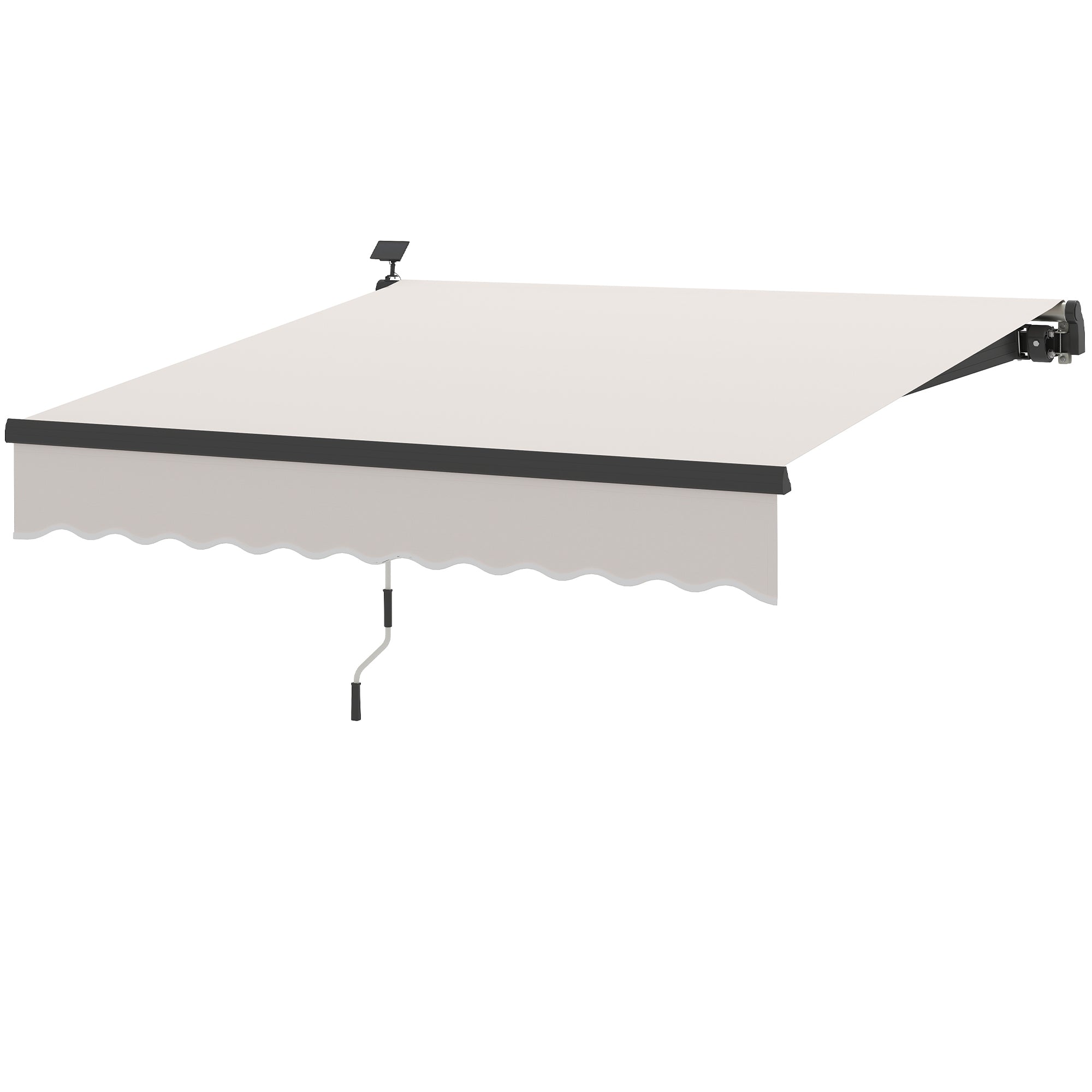 Manual Retractable Awning 3x2.5m with Solar LED Lights Awning for Balcony with Aluminum Crank and UV50+ Protection for Garden Terrace Windows Cream