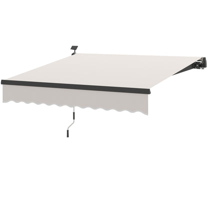 Manual Retractable Awning 3x2.5m with Solar LED Lights Awning for Balcony with Aluminum Crank and UV50+ Protection for Garden Terrace Windows Cream
