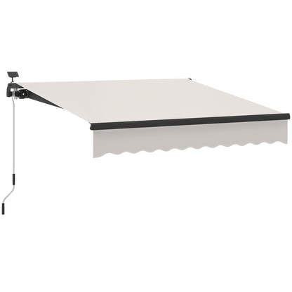 Manual Retractable Awning 3x2.5m with Solar LED Lights Awning for Balcony with Aluminum Crank and UV50+ Protection for Garden Terrace Windows Cream